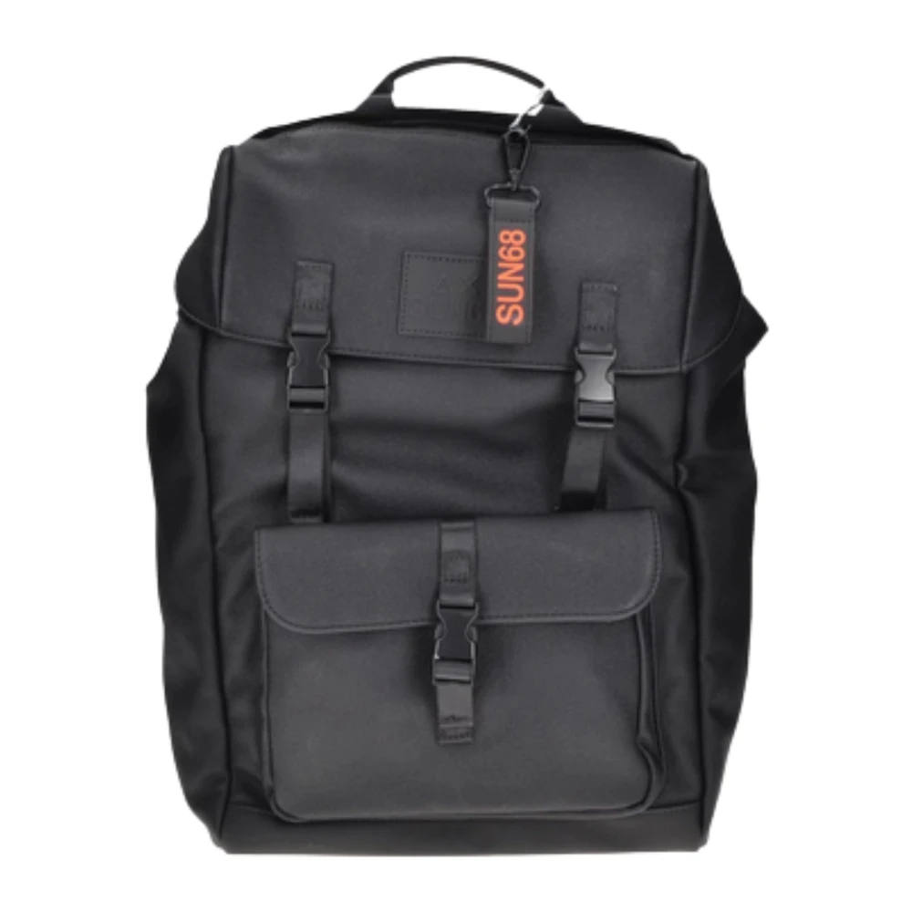 Sun68 Black Modern And Functional Backpack - Male - Backpacks - One Size - Bags