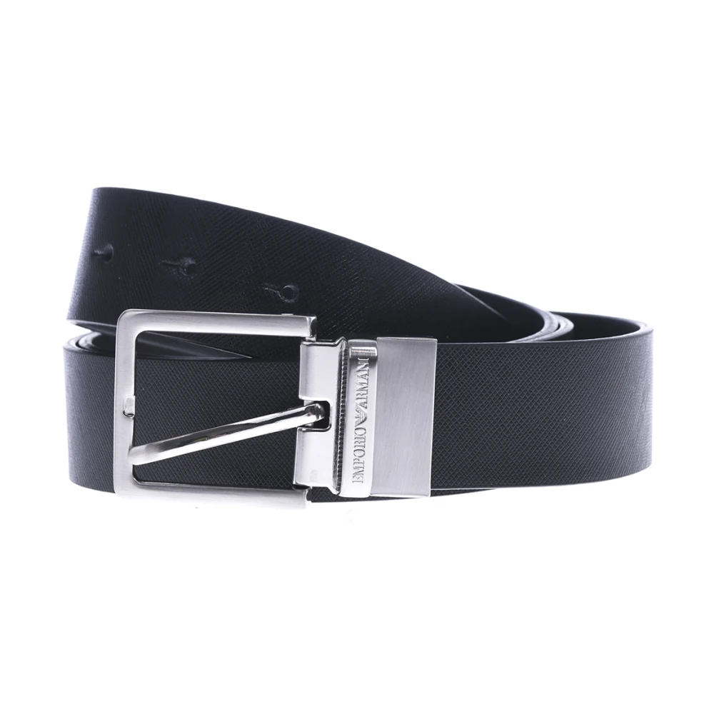 Emporio Armani Men's Black Belts, One Size, Reversible Leather Belt