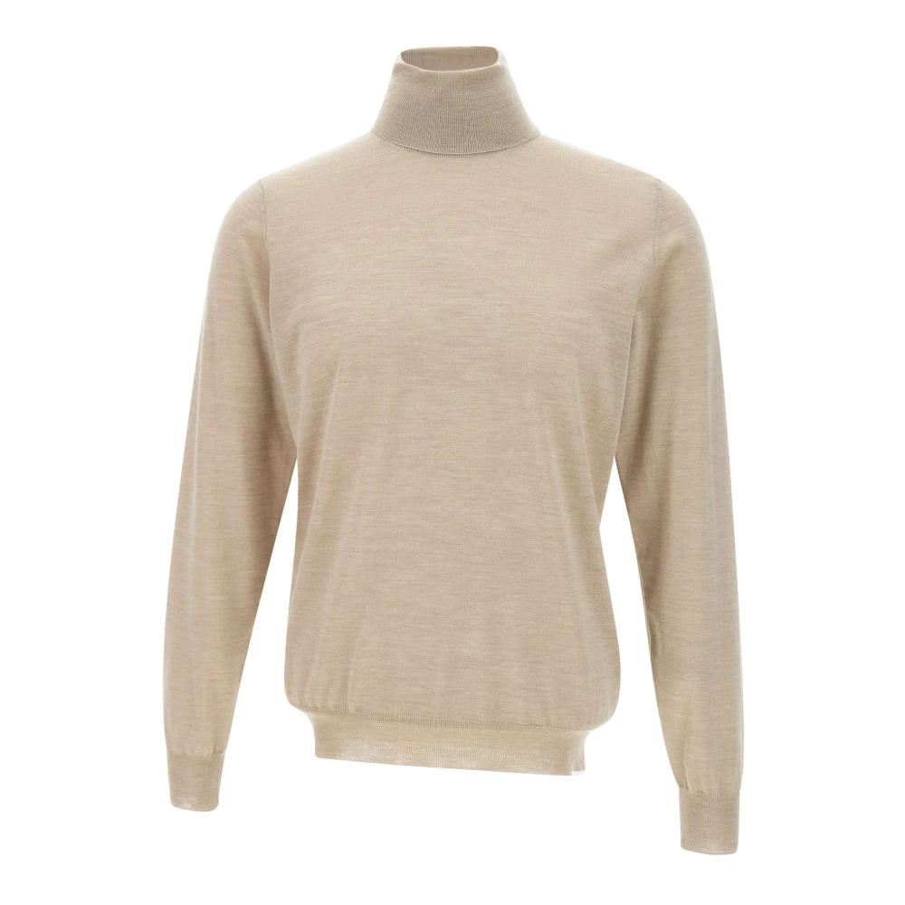 Filippo De Laurentiis Beige Turtlenecks, Male, 3XL, Superfine Wool 120'S Turtleneck Jumper