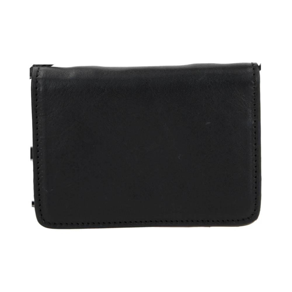 Ann Demeulemeester Zwarte leren creditcardportemonnee Black Dames
