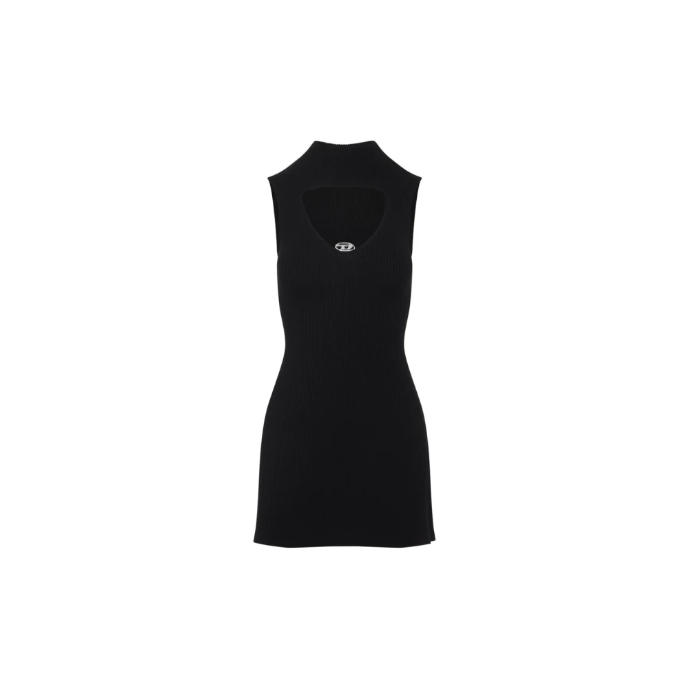 Diesel Donna Nero Ribbed Mock Neck Cut-Out Dress