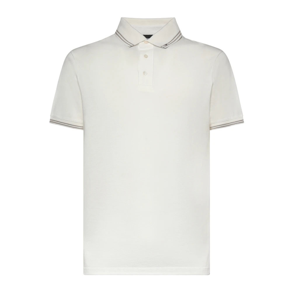 Emporio Armani Herr Vit Toppar L, Bomull, Pikétröja