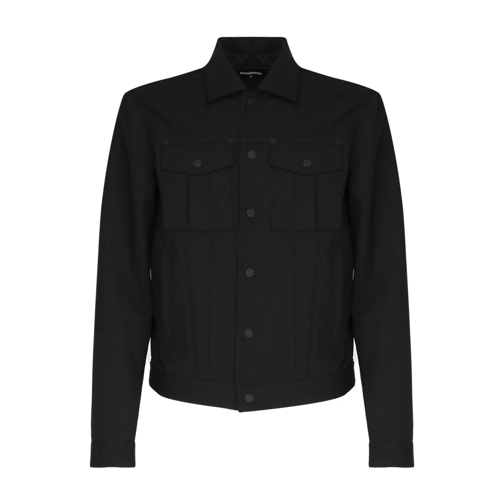 Dsquared2 Zwarte Sportjas Knoopsluiting Black Heren