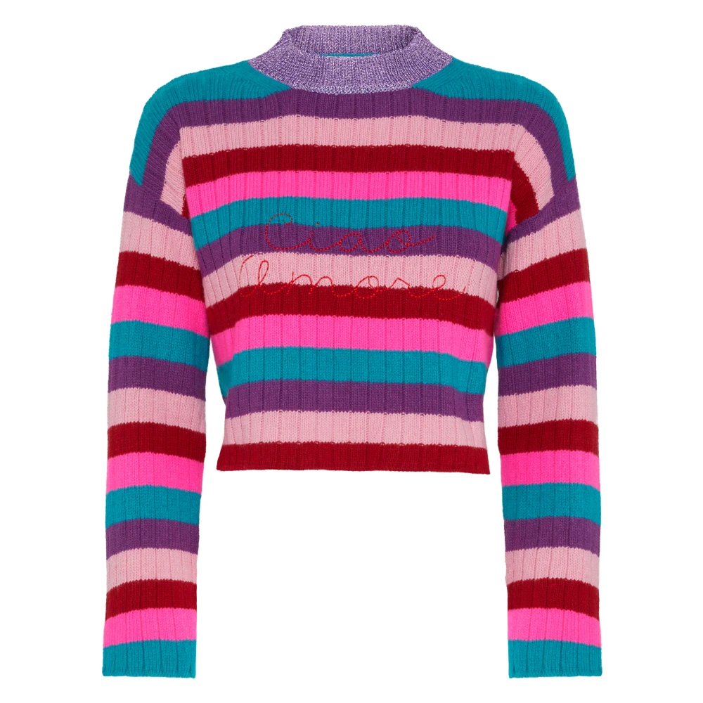 Giada Benincasa Gestreepte Fuchsia Wollen Trui Multicolor Dames