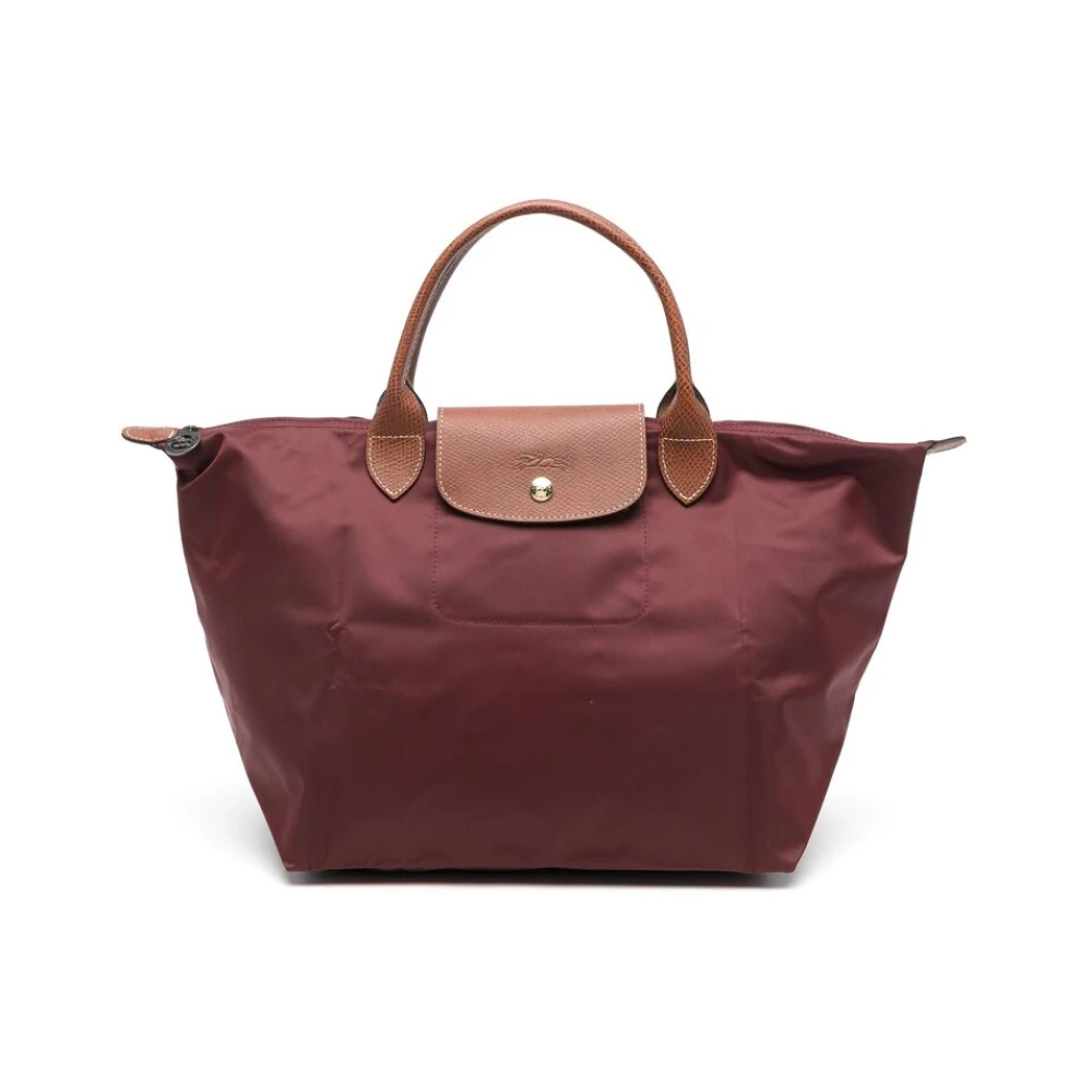 Longchamp Bordeaux Leren Handtas met reliëflogo Red Dames