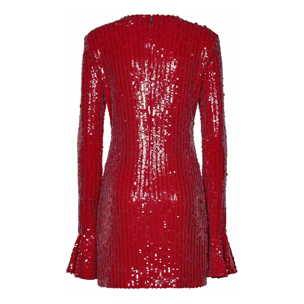 Rotate Birger Christensen Rode Jurk met Wijde Mouwen en R Logo Red Dames