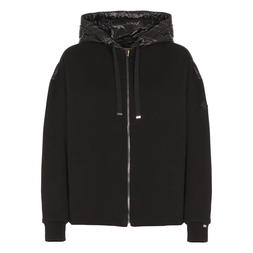 Herno Gewatteerde Zwarte Katoenmix Jas Black Dames