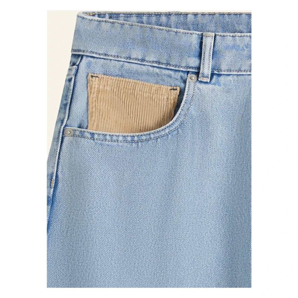 Drole de Monsieur Lichtblauwe Corduroy Detail Jeans Blue Heren