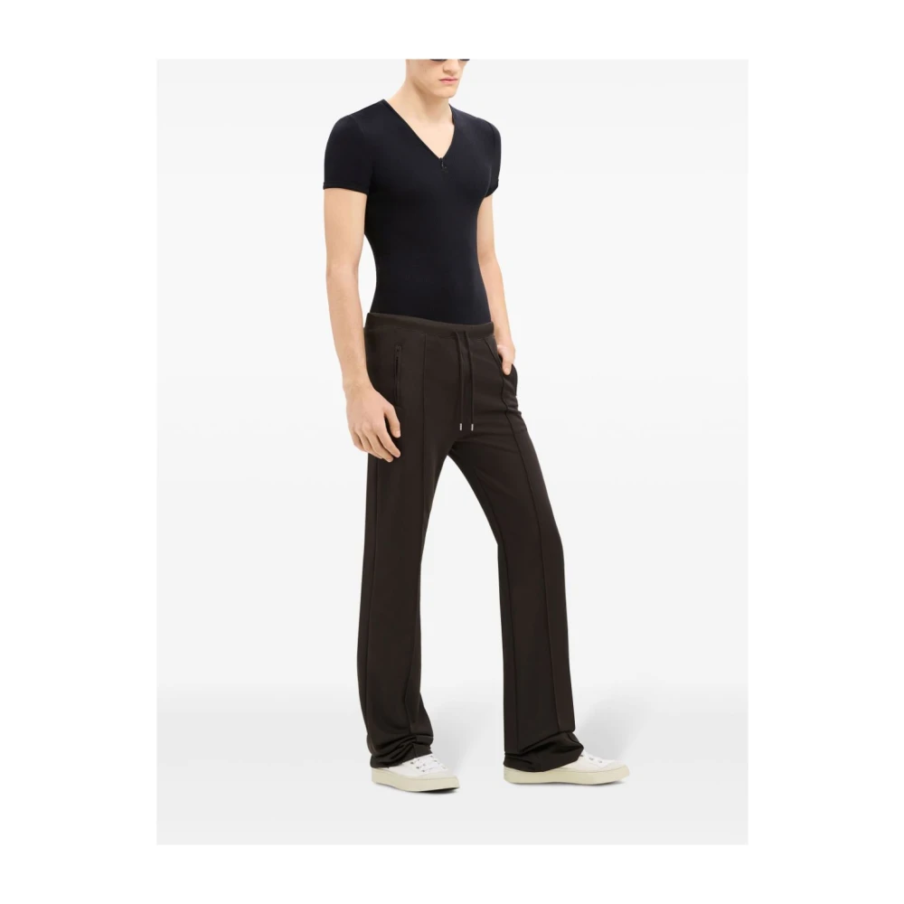 Courrèges Zwarte Rib T-shirt met Rits Black Heren