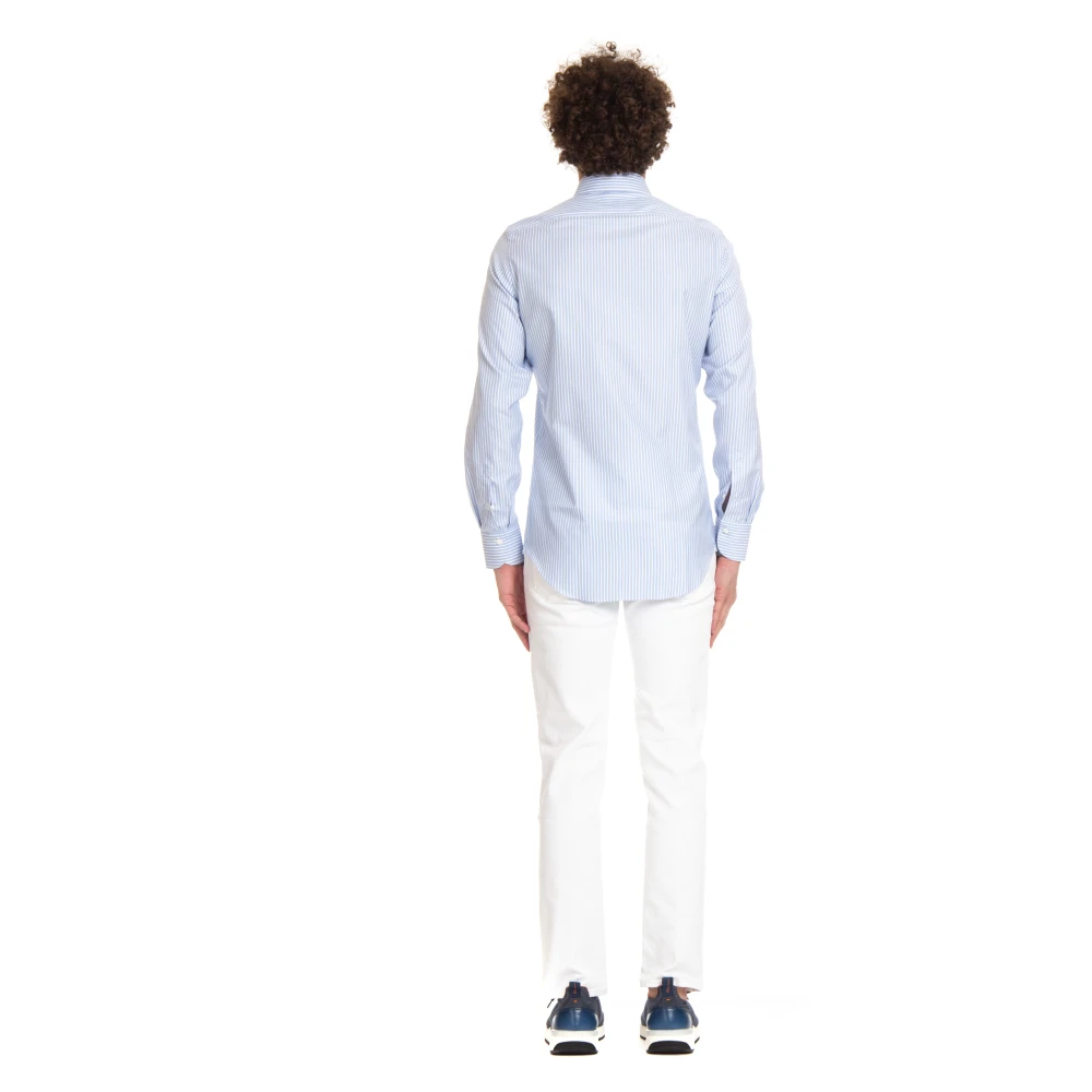 Finamore Handgemaakt Wit Overhemd Multicolor Heren