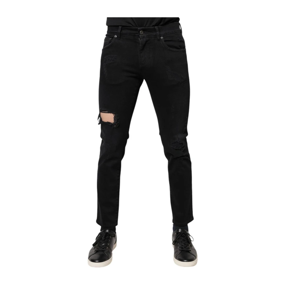 Dolce & Gabbana Men's Black Ripped Skinny Denim Jeans
