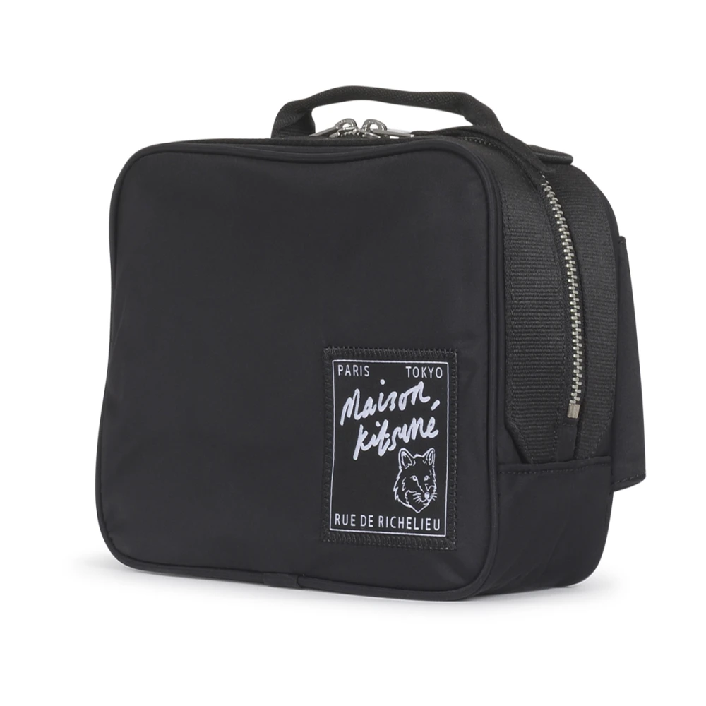 Maison Kitsuné Zwarte Nylon Bum Bag Black Heren