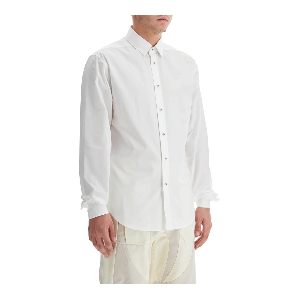 Mugler Klassieke Poplin Overhemd met Zilveren Rivetten White Heren