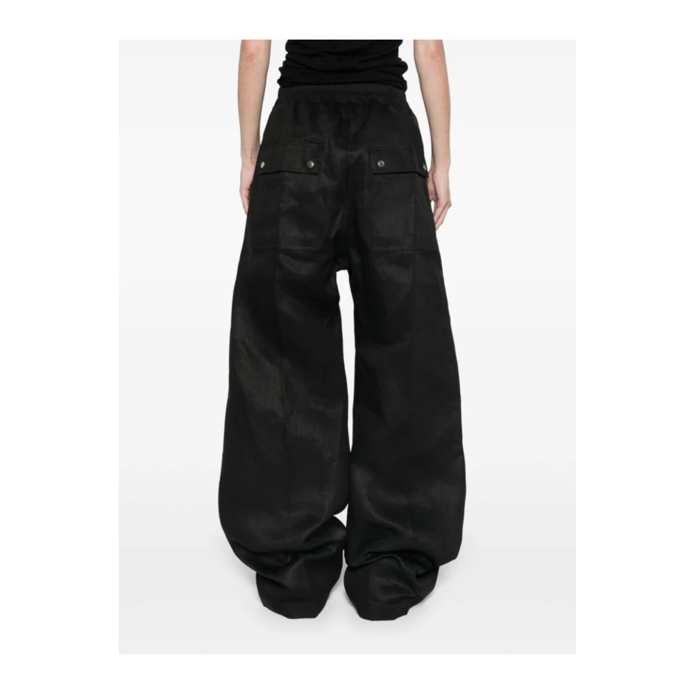 Rick Owens Zwarte Wide Bela Broek Black Dames
