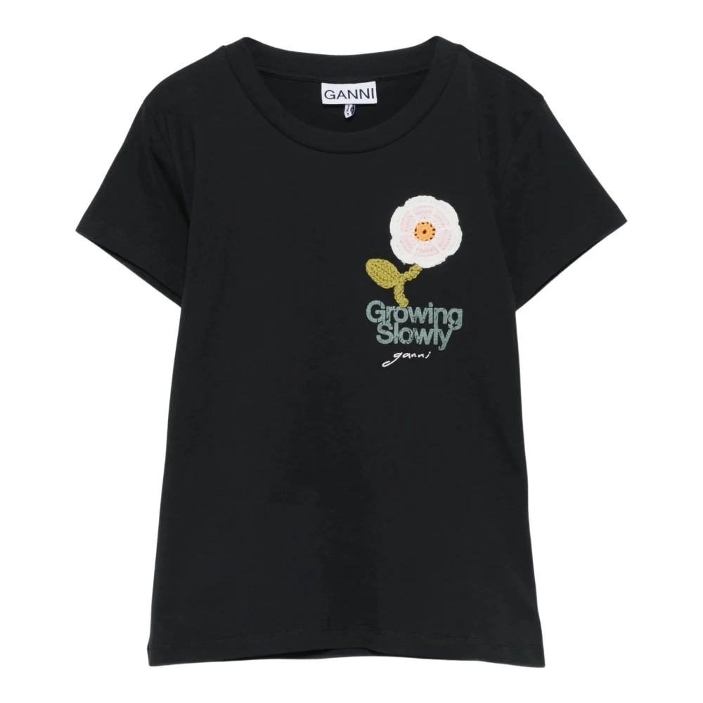 Ganni - Rundhals-T-Shirt - Tops - Damen - Grau - M - Bild 3