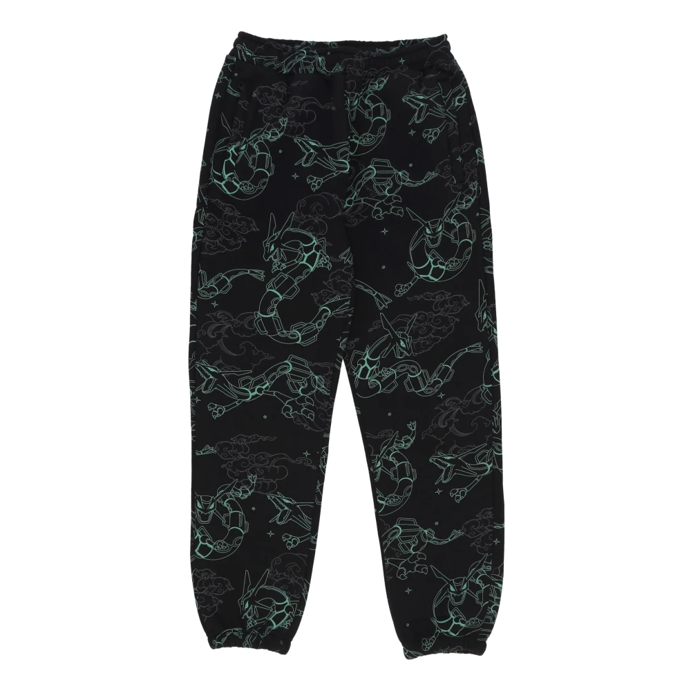 Dolly Noire Men's Black Sweatpants, Xs, Rayquaza Pattern Joggers