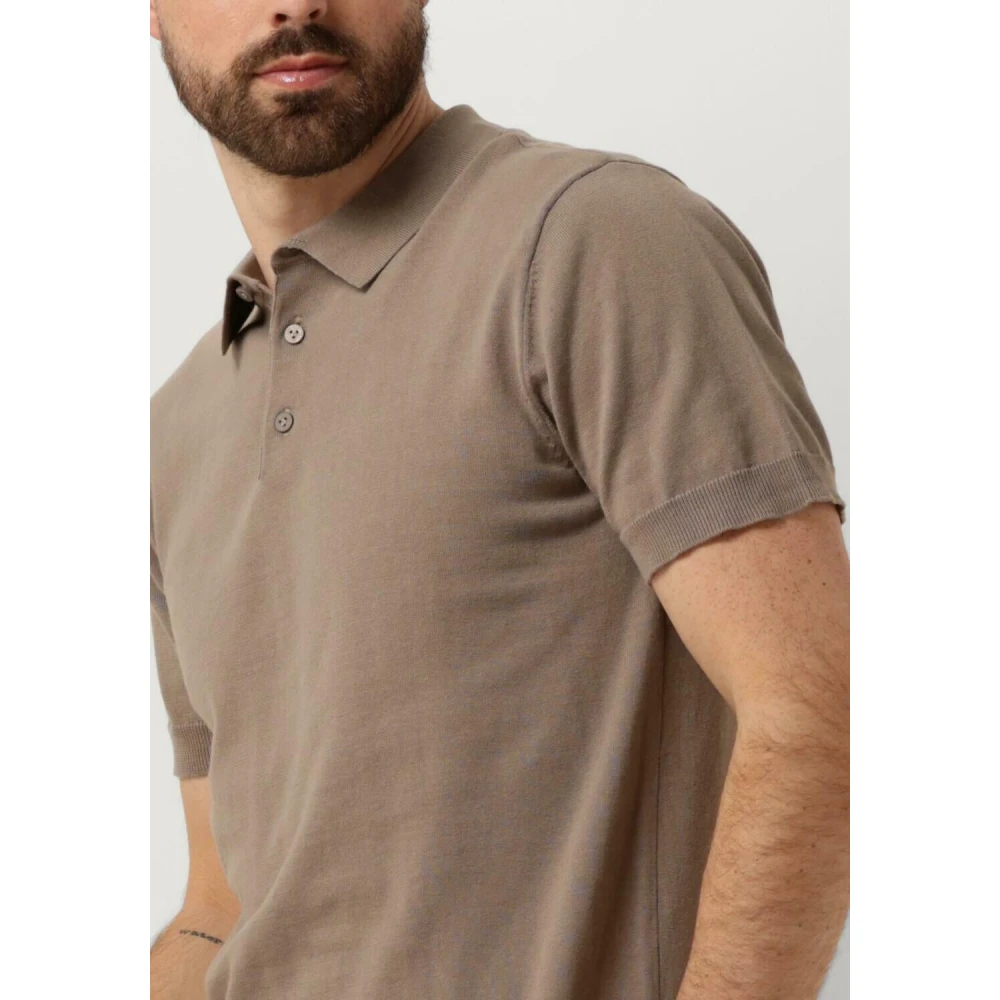 Pure Path Taupe Knit Polo met Borstprint Beige Heren