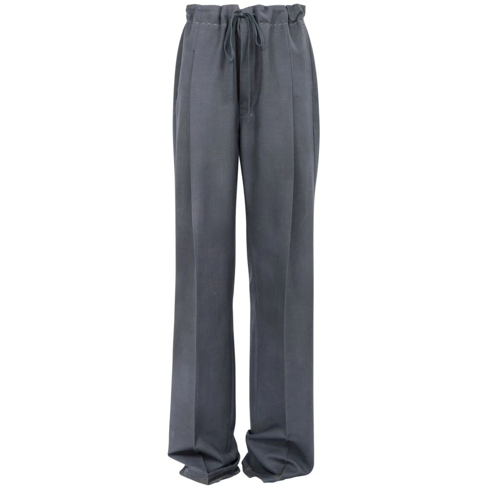 Maison Margiela Grijze Wollen Blend Signature Broek Gray Dames