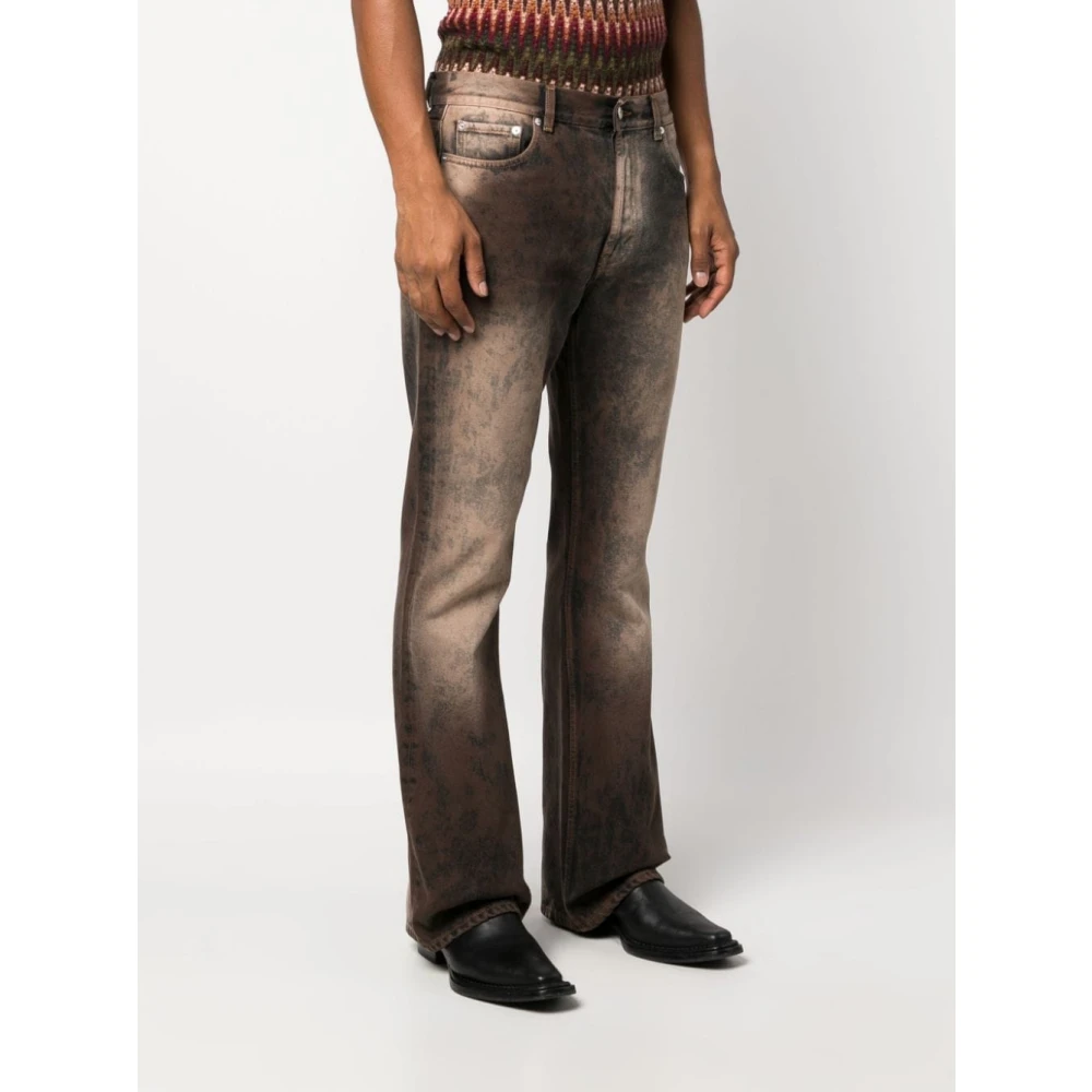 Séfr Hoge taille flare jeans in zwart denim Brown Heren