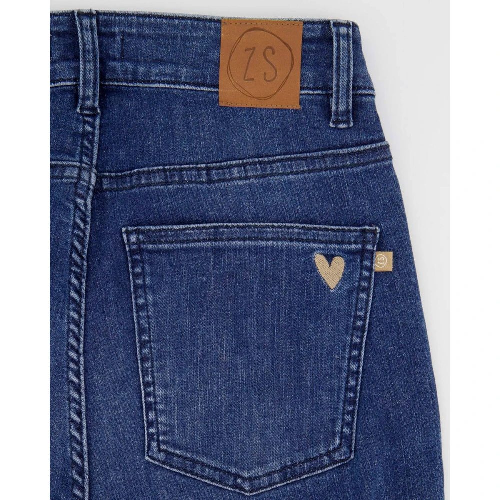 Zusss Flare Jeans in Donkerblauw Blue Dames