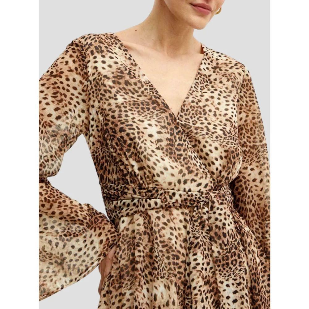 Guess Bruine Animalier Mini Flare Jurk Multicolor Dames