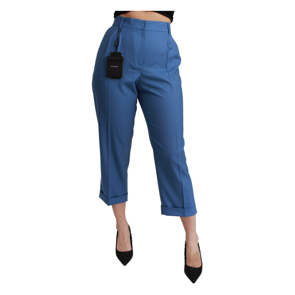 Dolce & Gabbana Women's Blue Wool Pleated Trousers