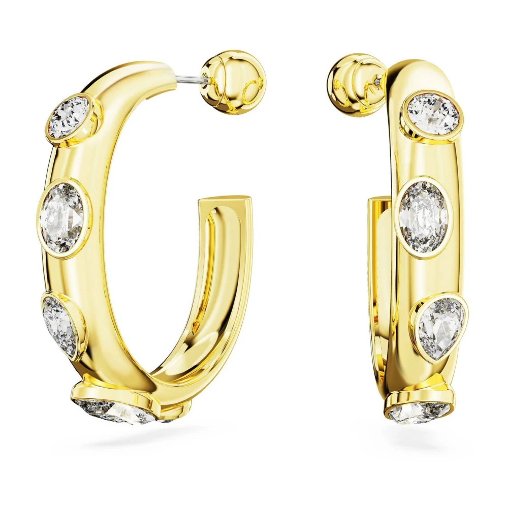 Swarovski Women's White/Gold Dextera Mixed Cuts -Tone Plated Hoop Earrings 5663261 - Crystal / -Tone Plated - Image 3