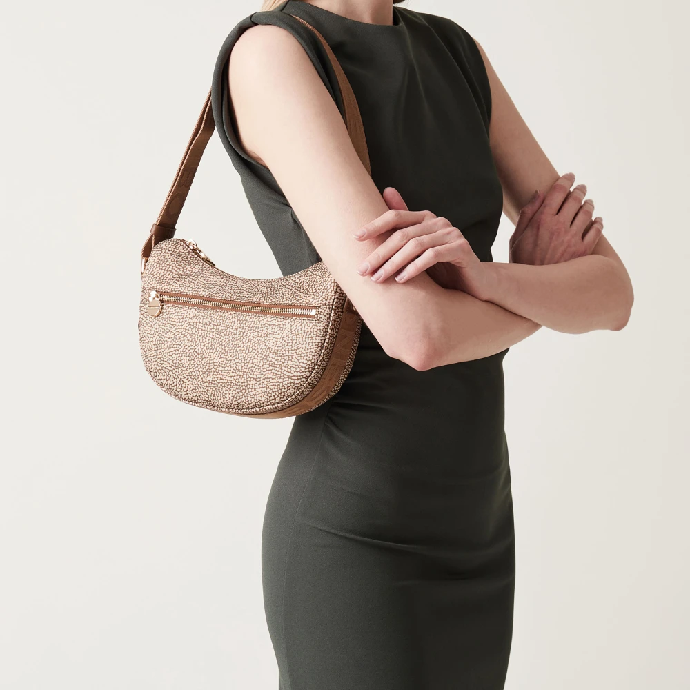 Borbonese Eco Line OP Bedrukte Stof Tas Brown Dames
