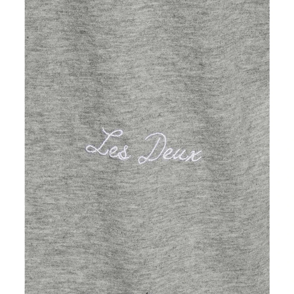 Les Deux Logo Print T-Shirt met Tricolor Detail Gray Heren
