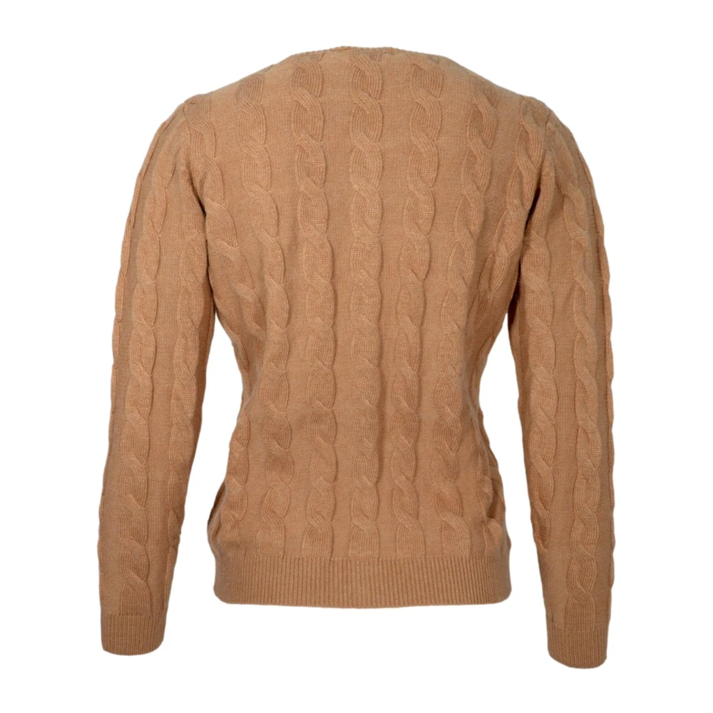 Cashmere Company Beige Cashmere Cardigan Treccia Donna Beige Dames