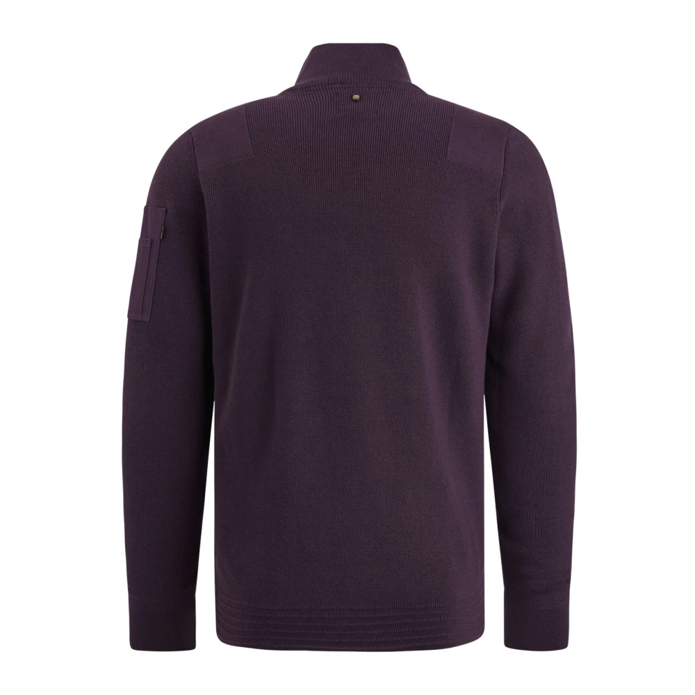 PME Legend Halve Rits Katoenen Gebreide Trui Purple Heren