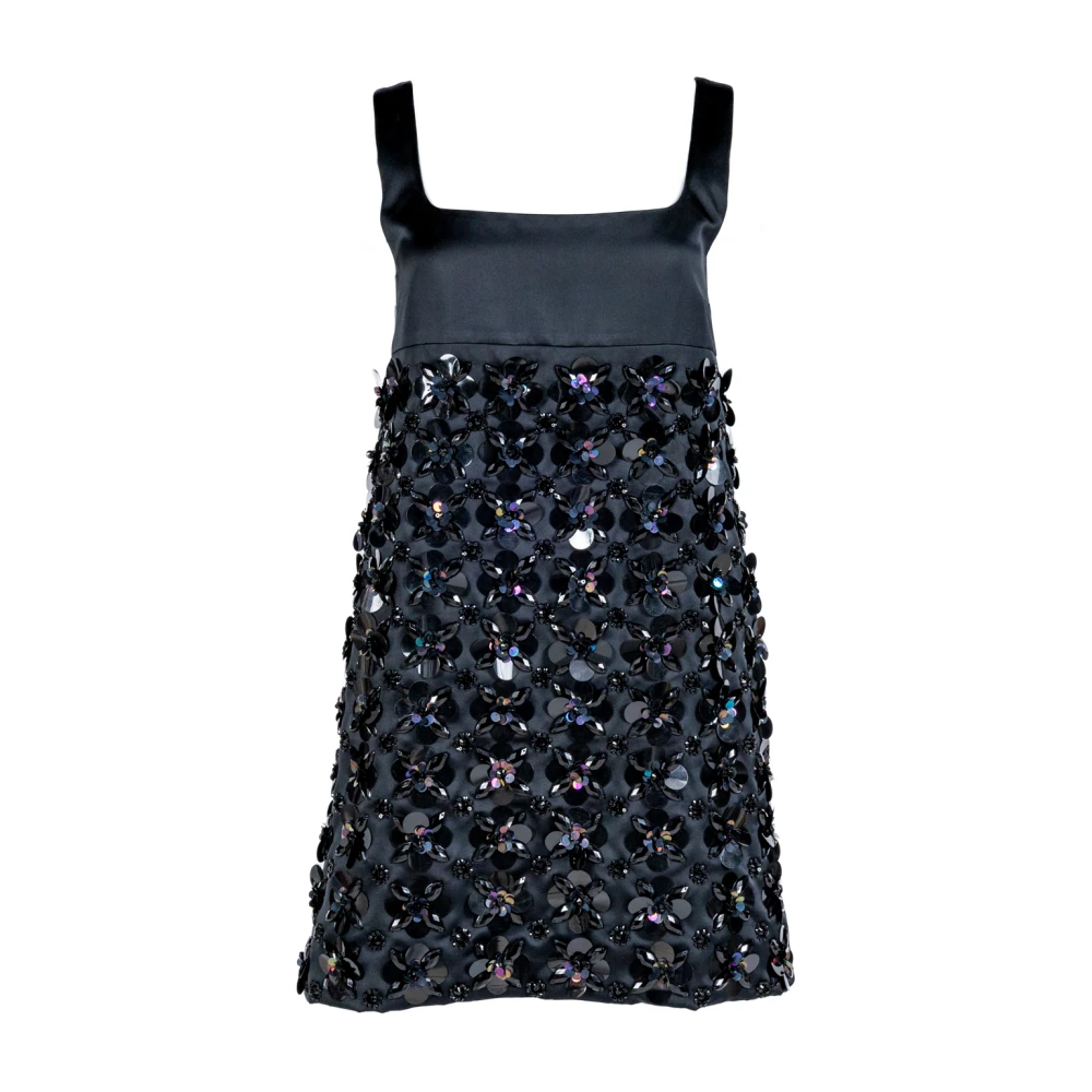 DES Phemmes Zwarte Paillet A-Lijn Mini Jurk Black Dames