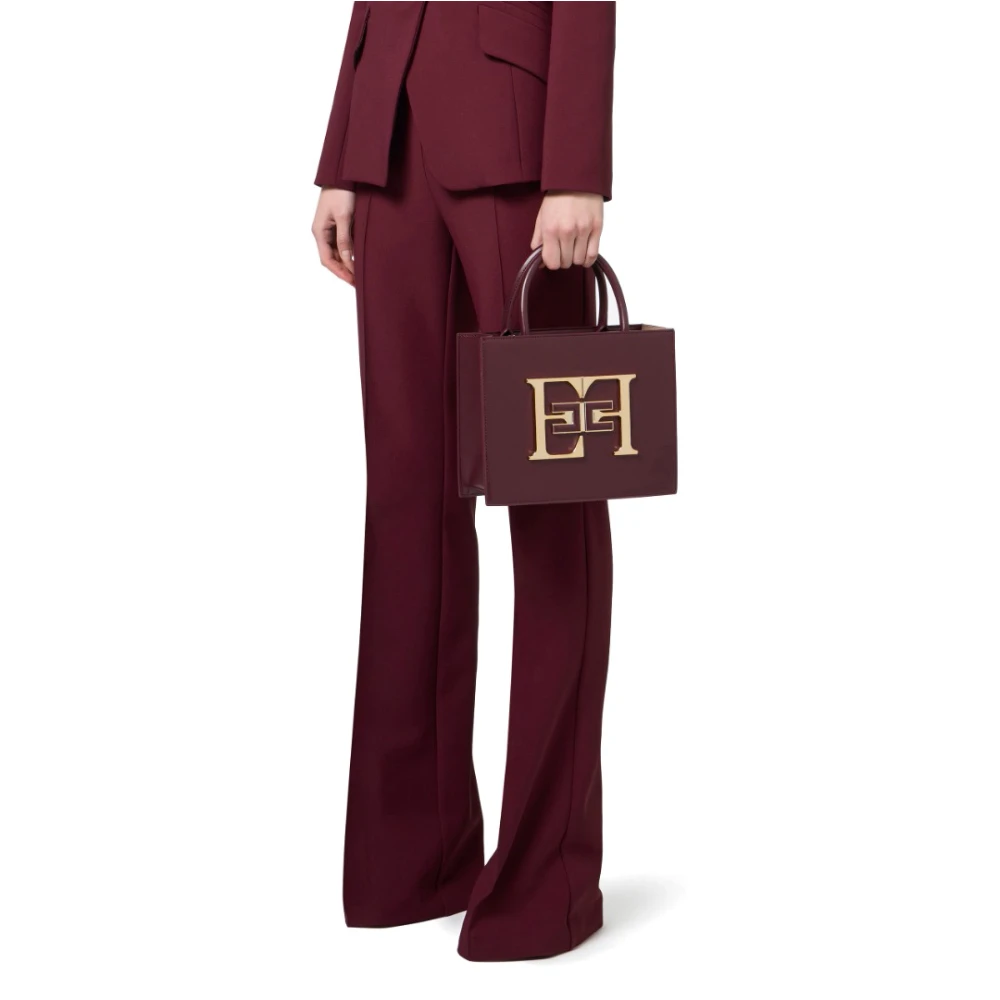 Elisabetta Franchi Handtas met Logo en Schouderband Red Dames