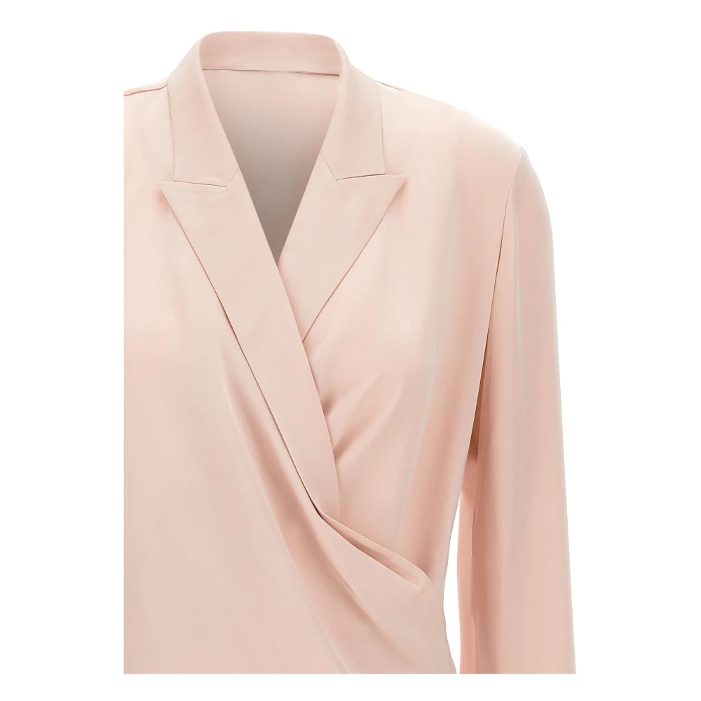 Theory Zijden Blouse Roze Wrap Stijl Pink Dames