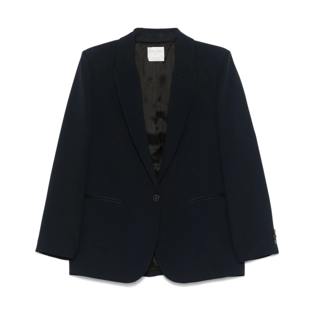 Forte Blauwe Knoopsluiting Jas met Zakken Blue Dames