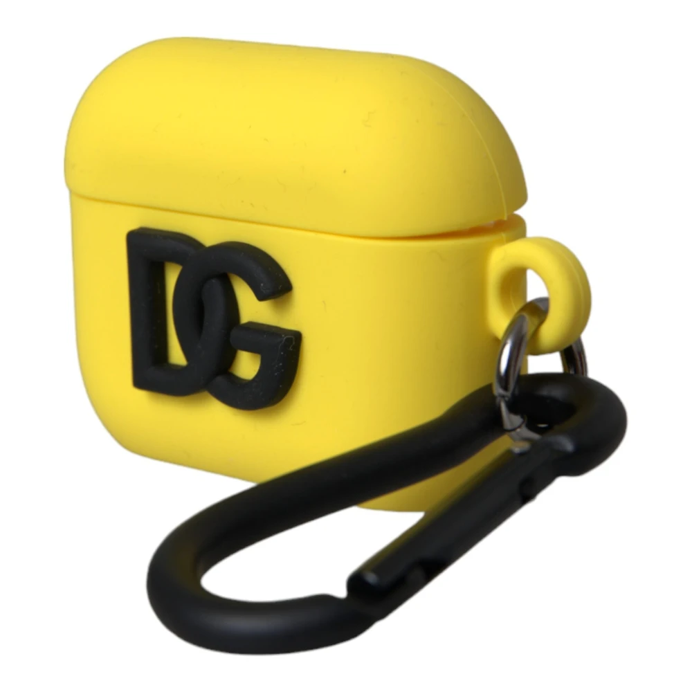 Dolce & Gabbana Gele Siliconen Airpods Hoesje met Logo-Embossing Yellow Unisex