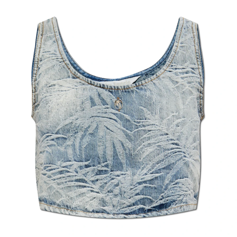 Palm Angels Korte denimtop Blue Dames