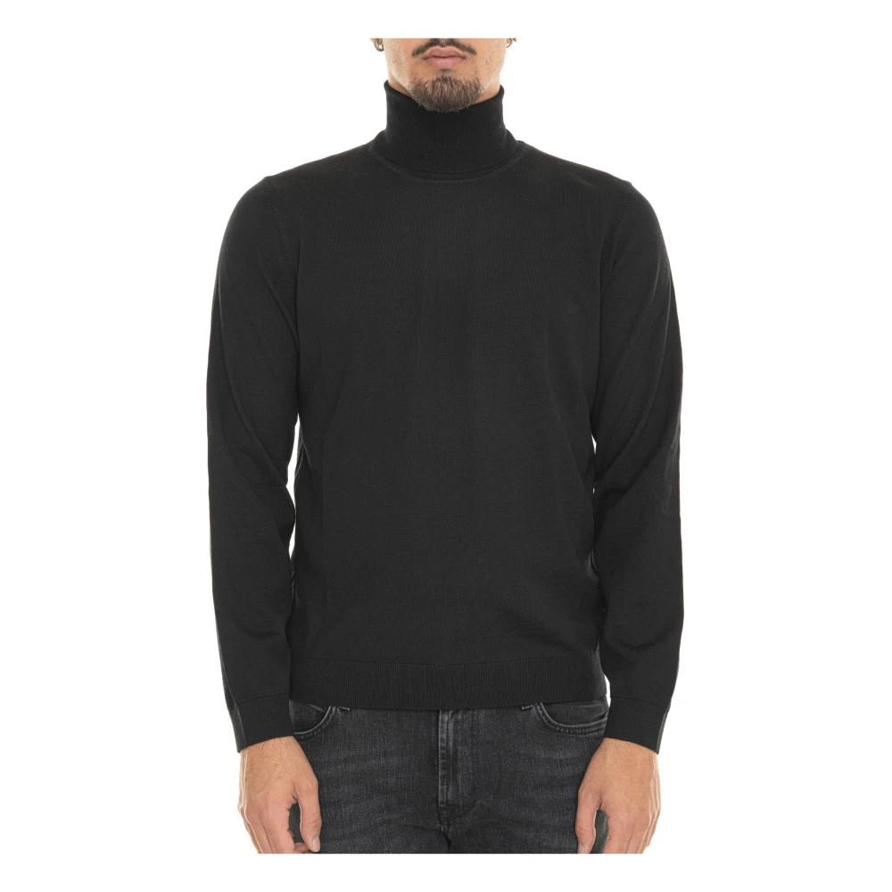 Boss Turtleneck Pullover met Gestikt Logo Black Heren