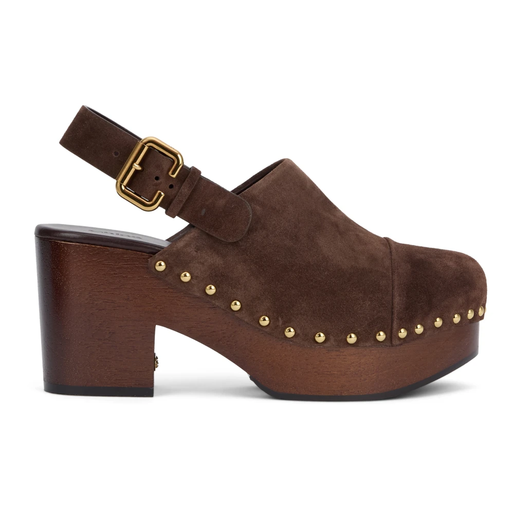 Chloé Jeannette Wedge Clog - Female - High Heel Sandals - Brown - 4 Uk - Shoes