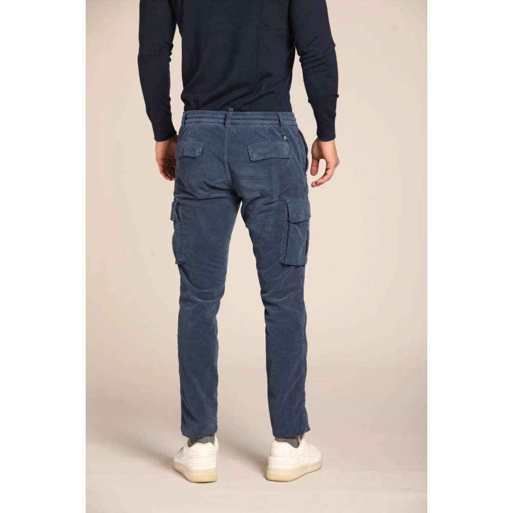 Mason's Fluwelen Cargo Broek Extra Slim Fit Blue Heren