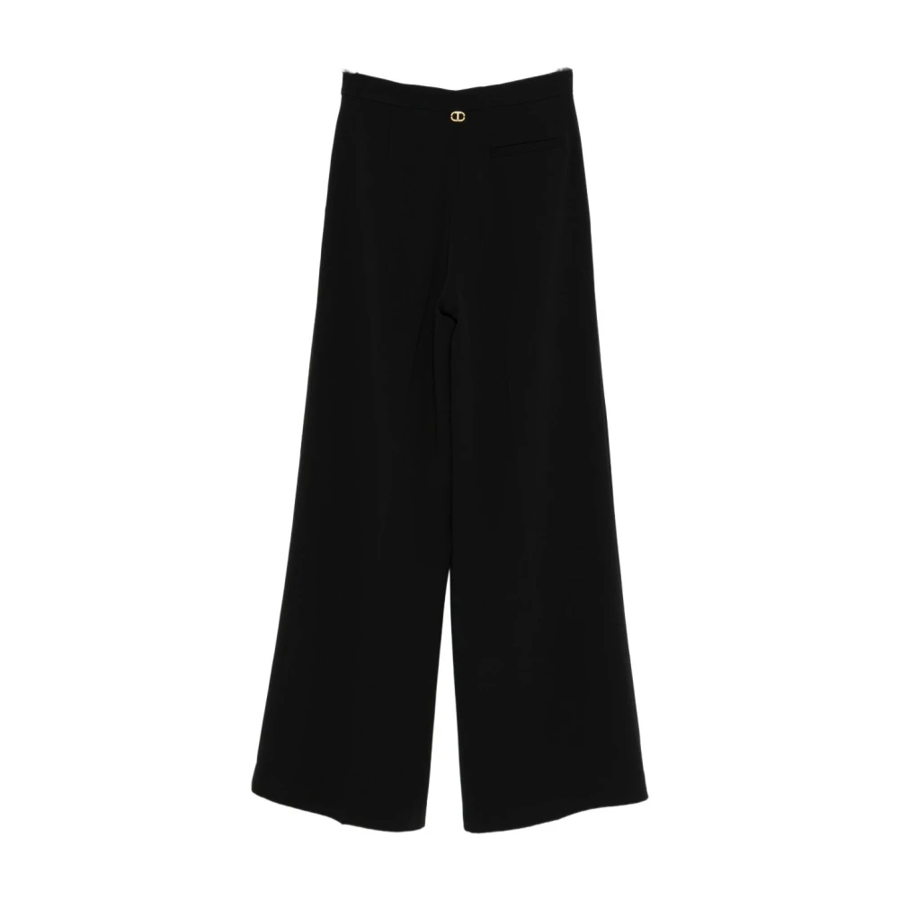 Twinset Women's Black Wide Trousers, Xl, Trousers For