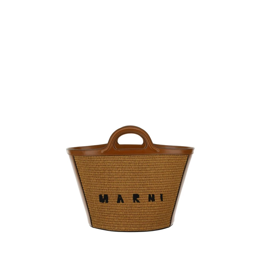 Marni , Shopping Bags, Female, Brown, One Size, Tropicalia Bucket Bag With Leather Trim