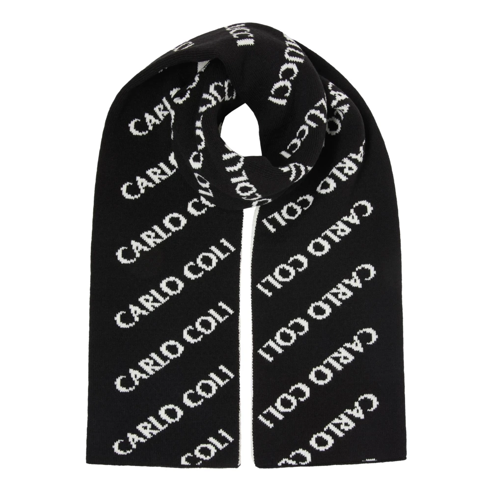 Carlo Colucci Men's Black Winter Scarves, One Size, Knitting Scarf