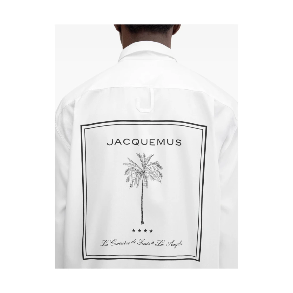 Jacquemus Witte Grafische Print Knoopshirt White Heren