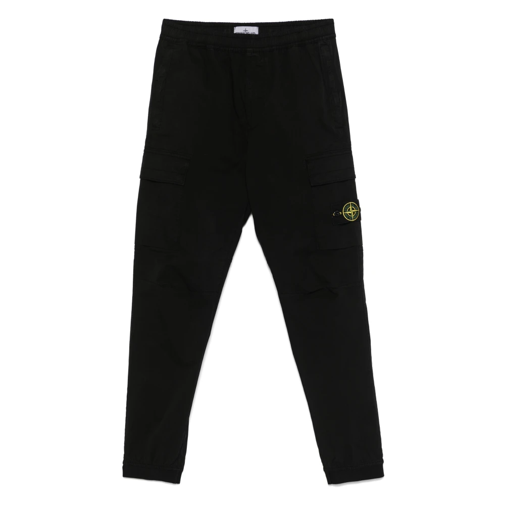 Stone Island Black Cargo Jogger Trousers - Male - Slim-Fit Trousers - W29 - Trousers