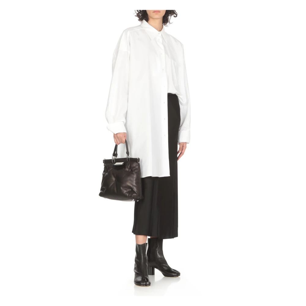 Maison Margiela Zwarte Leren Handtas Matelassè Effect Black Dames