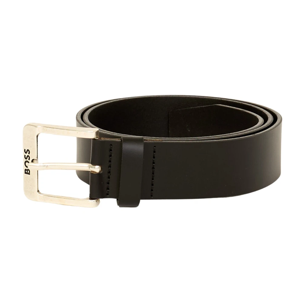 Boss Zwarte Leren Riem Jemio Model Black Heren
