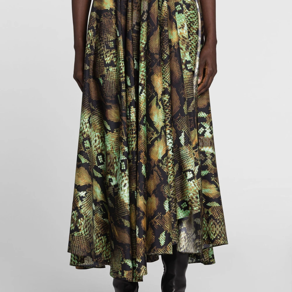 Roberto Cavalli Python-Print Zijden Rok Hoge Taille Multicolor Dames
