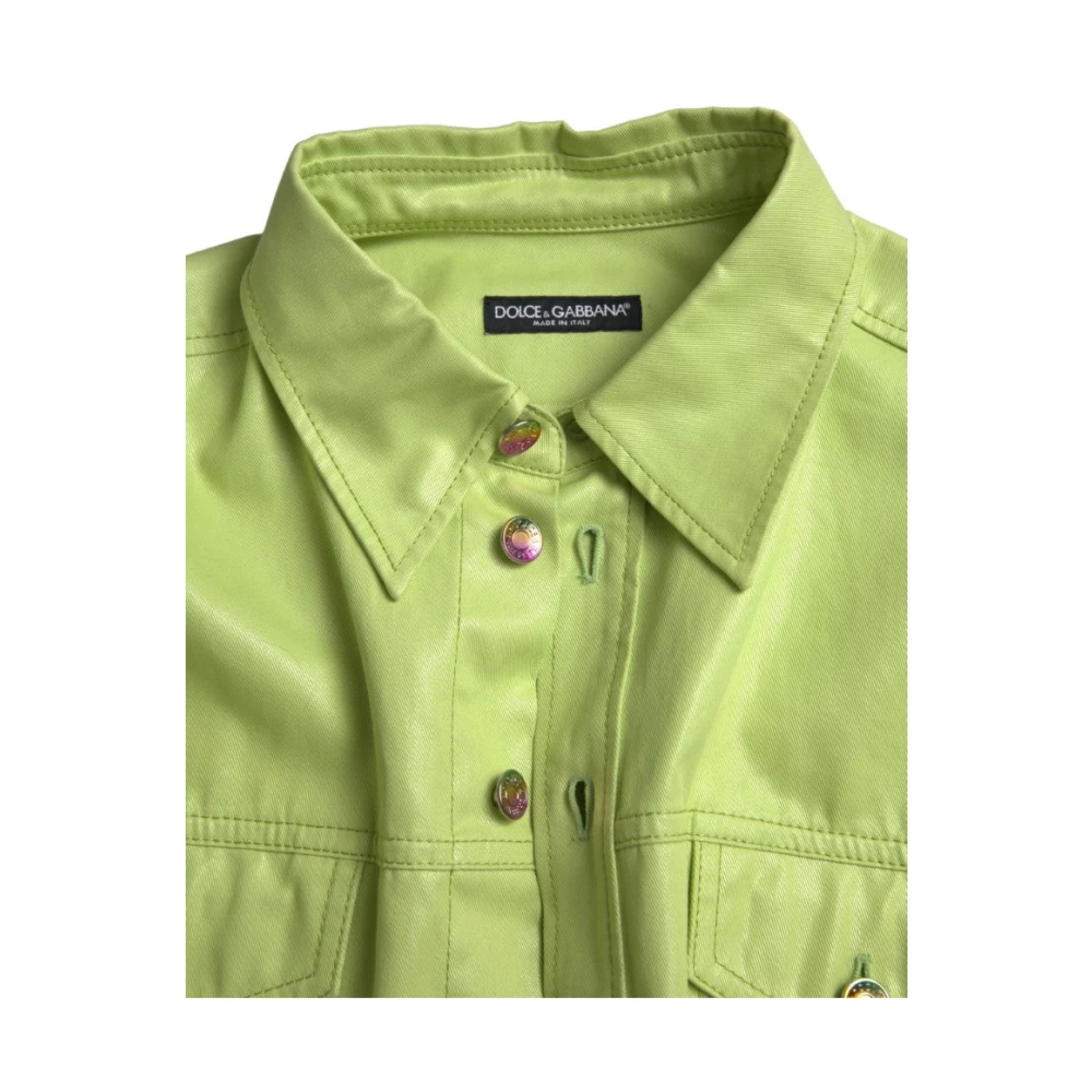 Dolce & Gabbana Elegante groene katoenen overhemd met knoopsluiting Green Heren