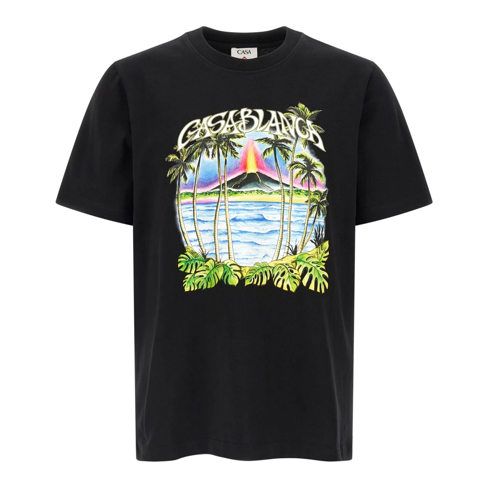 Casablanca Men's Black Volcano Short Sleeve T-Shirt - T-Shirts - Xs - Tops